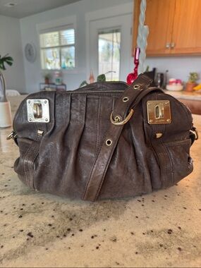 Junior Drake Brown Leather Slouchy Satchel Y2K Moto Shoulder Bag